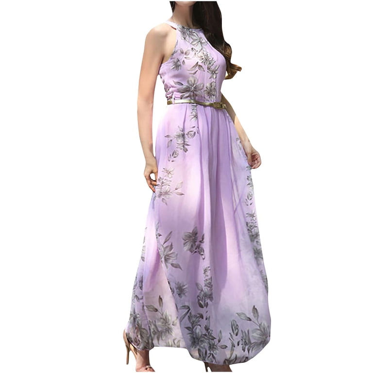 sachin and babi light blue dress Women's Summer Dresses Floral Chiffon Sundress Sleeveless Mock Neck Tiered  Wedding Party Midi Dress