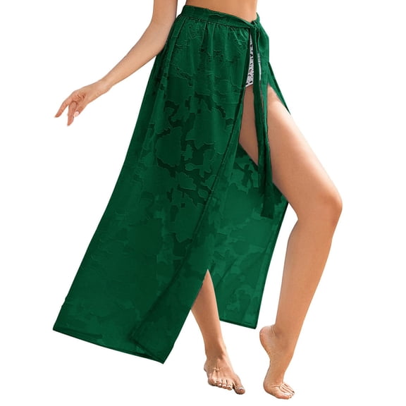 Chiffon Swimsuit Coverup Sarong - KLOY2K Floral Beach Wrap Skirt Sheer Bathing Suit Cover Up Long Resort Wear,Green,XL