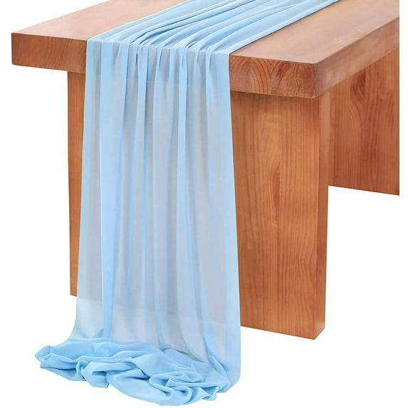 Chiffon Table Runner 29x120 Inch Sheer Romantic Table Runner for Wedding Birthday Party Bridal Shower Outdoor Decoration