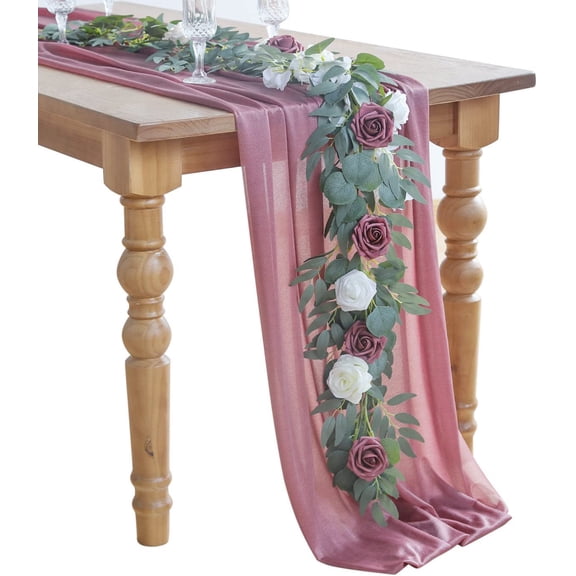 Chiffon Table Runner for Wedding Decorations Rustic Table Runner Sheer Decor for Bridal Shower,Birthday Party,Baby Shower,Holiday Decoration