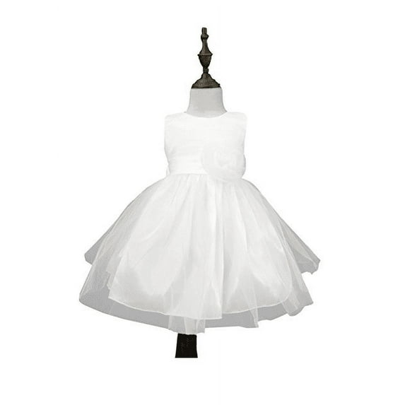 Chiffon Tulle Wedding Pageant Flower Girl Dress Bow Tie Sash Satin Skirt, White 110
