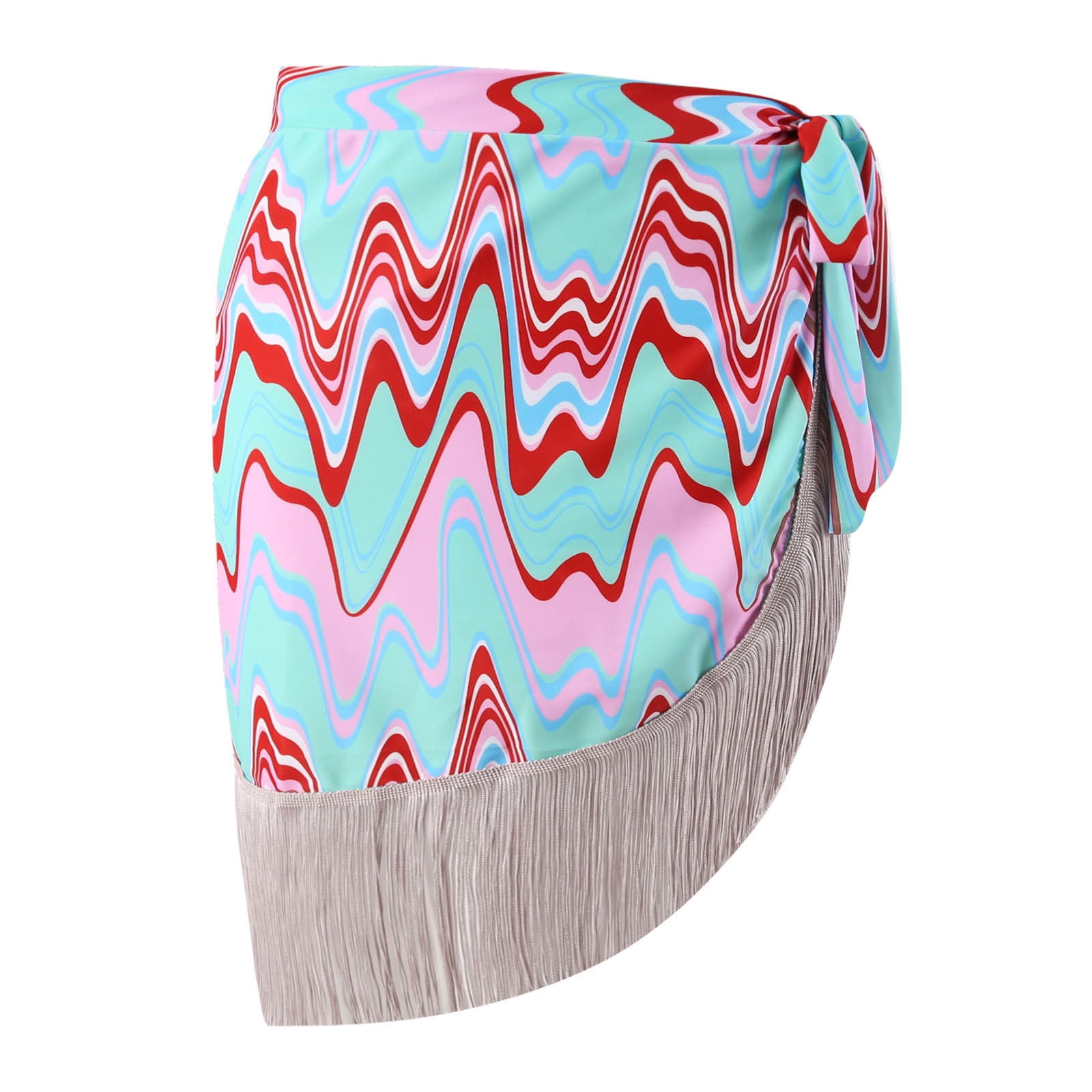 Chiffon Womens Boho Wrap Skirt Cover up with Tassels Trendy Bikini