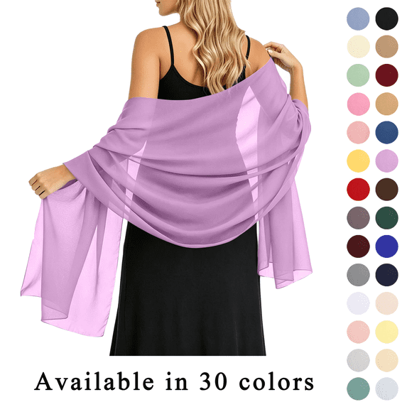 Chiffon Wrap Scarf for Women Lightweight Sheer Soft Breathable Pashmina Shawl for Evening Dress Wedding Party Gifts for Women