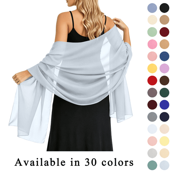 Chiffon Wrap Scarf for Women Lightweight Sheer Soft Breathable Pashmina Shawl for Evening Dress Wedding Party Gifts for Women