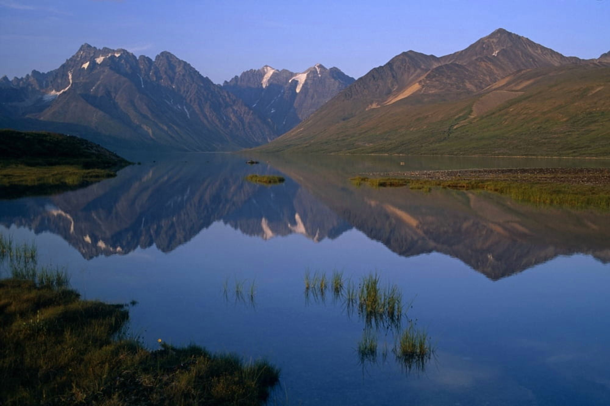 Chigmit Mtns Reflecting In Turquoise Lake In Lake Clark National Park Southcentral Alaska Summer Canvas Art - Chlaus Lotscher Design Pics (34 x 22)