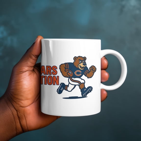 Chigo Bear Football Coffee Mug Cute Animal Spor Cup Football Bear Graphic Mug Bear Playing Football Mug Spor Fan Unique Gift.
