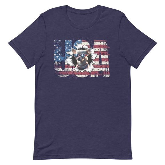 Chihuahua 4th July Memorial Day USA (Heather Midnight Navy, 4XL)