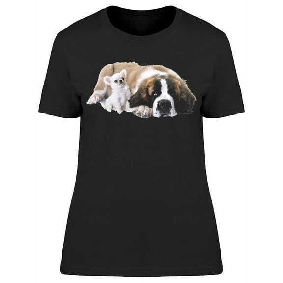 Chihuahua And Saint Bernard Pups T-Shirt Women -Image by Shutterstock, Female Small