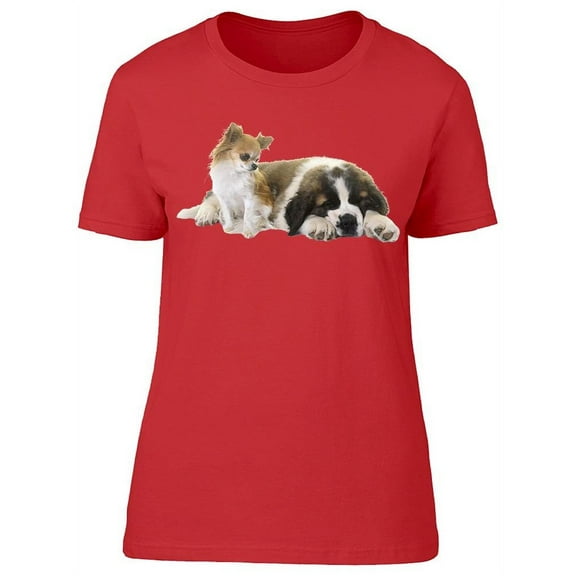 Chihuahua And St Bernard Puppy T-Shirt Women -Image by Shutterstock, Female Small