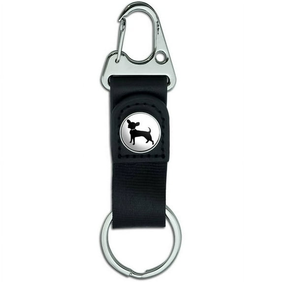 Chihuahua Belt Clip On Carabiner Leather Keychain Fabric Key Ring
