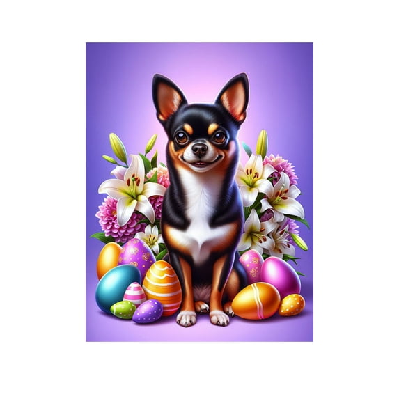 Chihuahua Black and Tan Smooth - Best of Breed DCR Easter Holiday Outdoor House Flag