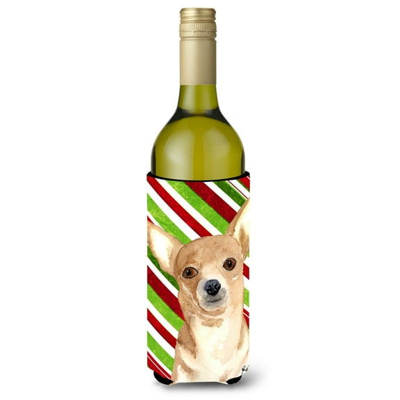 Chihuahua Candy Cane Christmas Wine Bottle Hugger