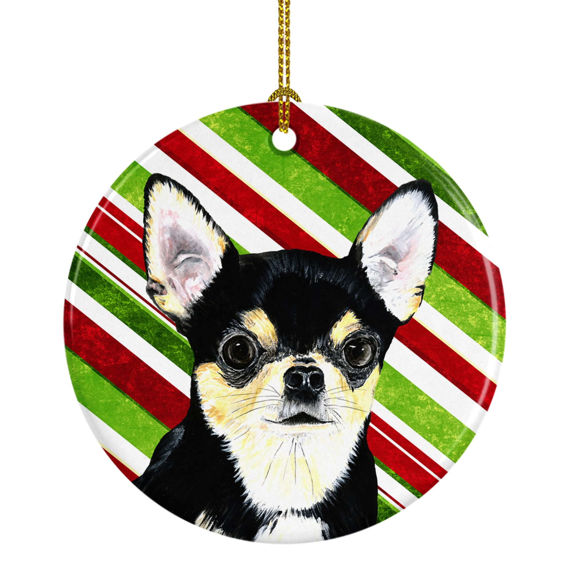 Carolines Treasures SC9359-CO1 Chihuahua Candy Cane Holiday Christmas Ceramic Ornament, Multicolor