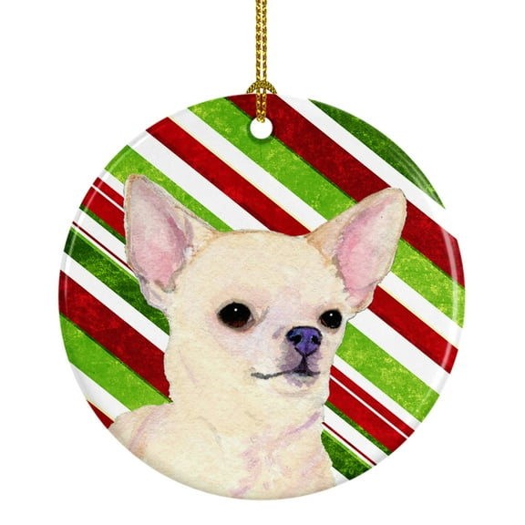 Chihuahua Candy Cane Holiday Christmas Ceramic Ornament SS4541