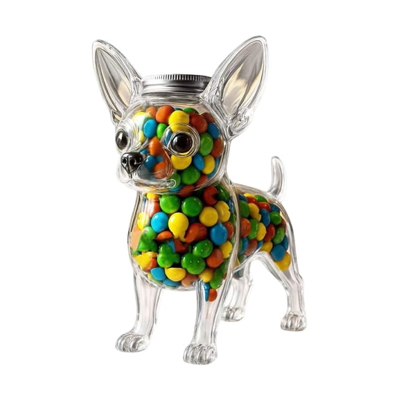 Chihuahua Candy Jar, Dog Cookie Jar, Glass Dog Snacks Treat Container with Lid, Adorable Candy Jars, Pet Treat Jars