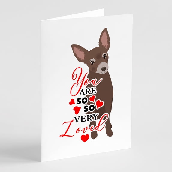 Chihuahua Chocolate #2 so Loved Greeting Cards and Envelopes Pack of 8 7 in x 5 in