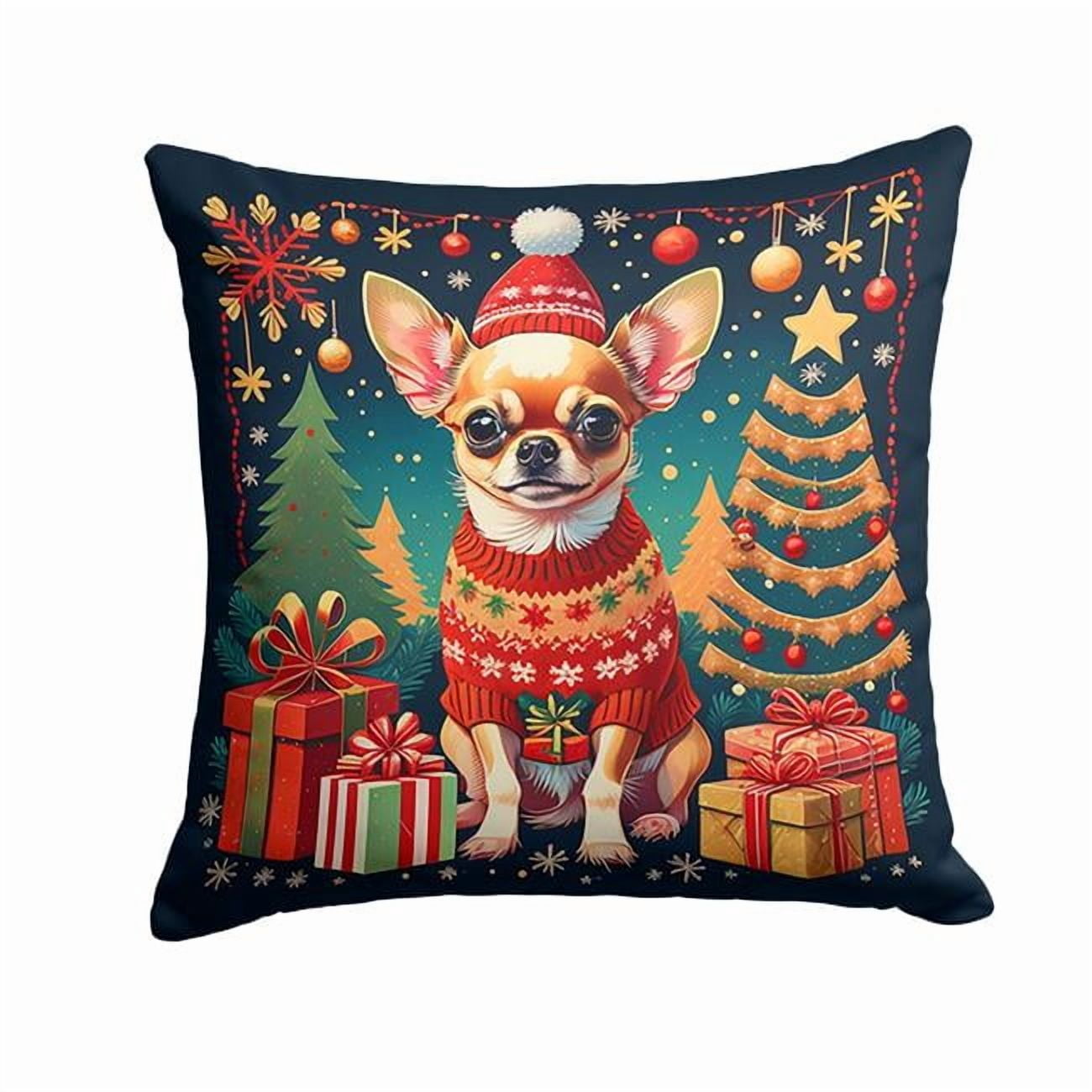 Chihuahua Christmas Fabric Decorative Pillow 18 in x 18 in