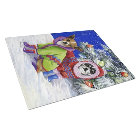 Chihuahua Christmas Snowflakes Glass Cutting Board Large