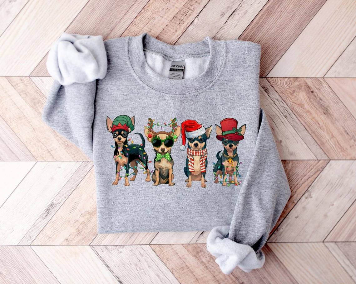 Chihuahua Christmas Sweatshirt Dog Lover Holiday Sweater,Red color,size ...