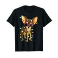 thumbnail image 1 of Chihuahua Christmas Tree Lights Dog Mom Dad Xmas Chihuahua Cotton T-Shirt Black, 1 of 5