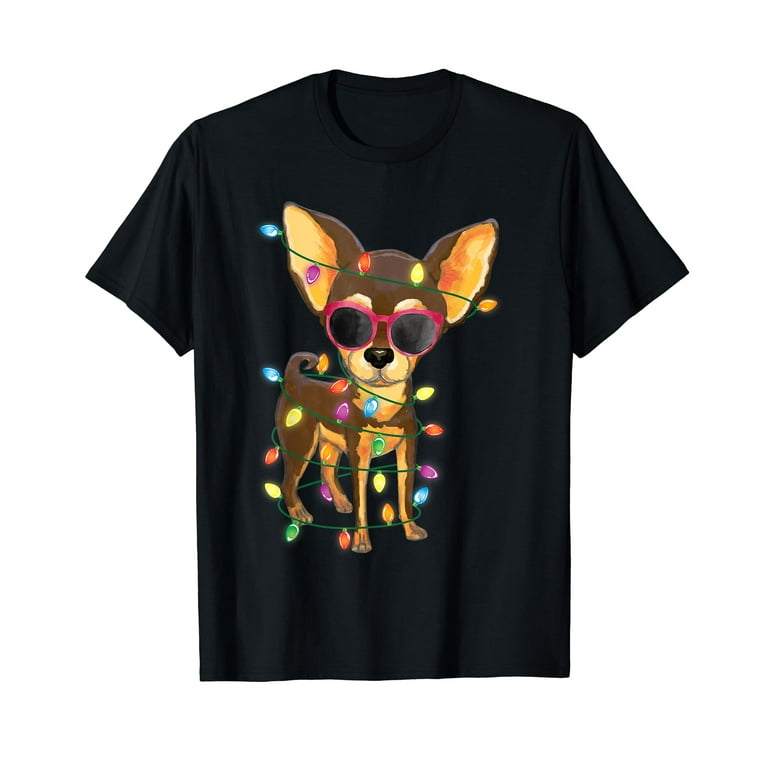 Chihuahua Christmas Tree Lights Funny Dog Xmas Gift T-Shirt