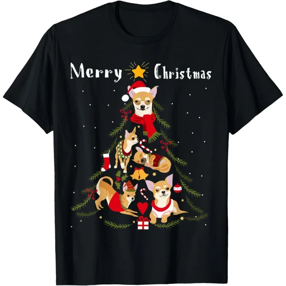 Chihuahua Christmas Tree Xmas Dog Lover Holiday Unisex T-Shirt up to size 5XL