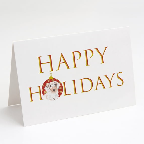 Chihuahua Dapple #2 Happy Holidays Greeting Cards and Envelopes Pack of 8 7 in x 5 in