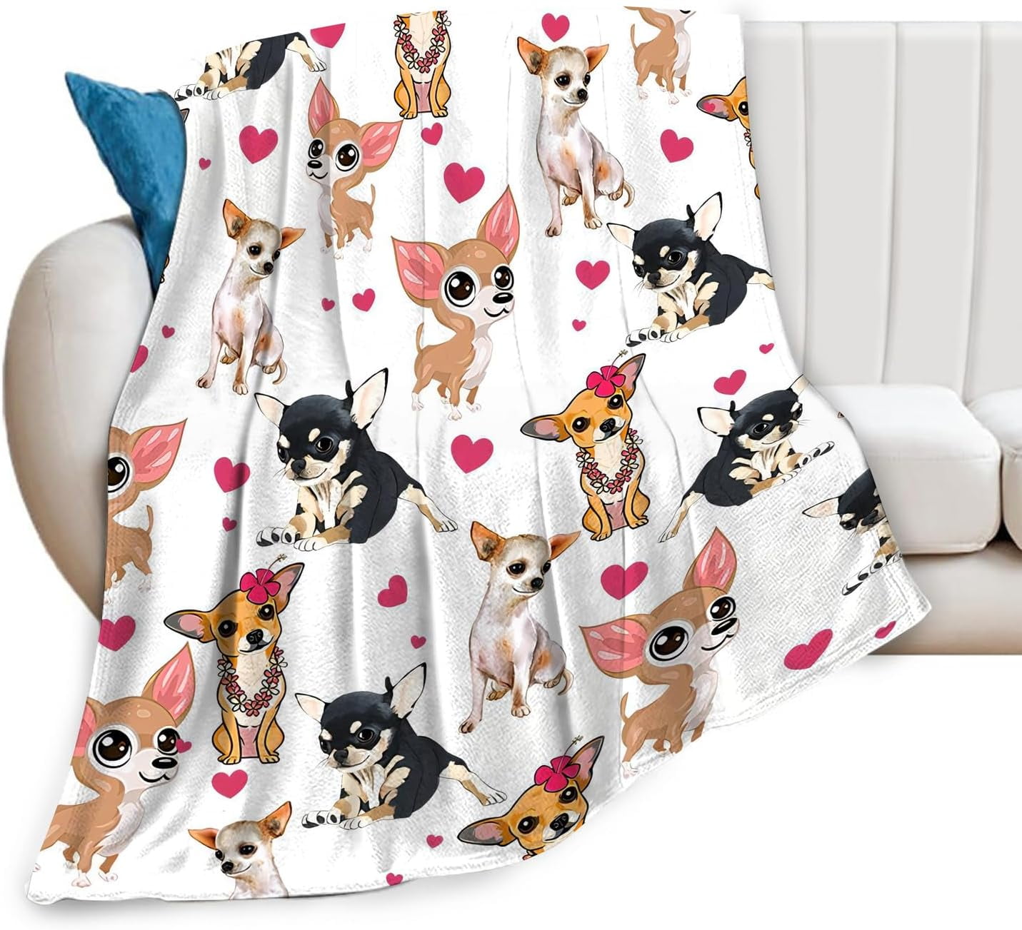 Chihuahua Dog Blanket Chihuahua Gifts for Girls Women Chihuahua Lovers Chihuahua Throw Blanket Kids Adults Soft Warm Cozy Fleece Blanket for Couch Sofa \u200bBed 40"x50"