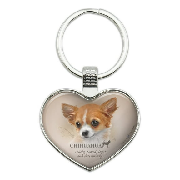 Chihuahua Dog Breed Keychain Heart Love Metal Key Chain Ring