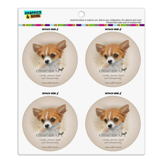 Chihuahua Dog Breed Refrigerator Fridge Locker Vinyl Circle Magnet Set
