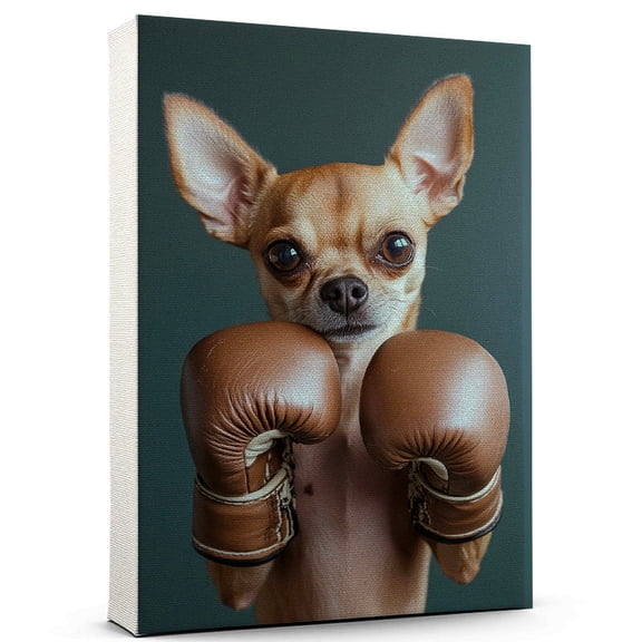Chihuahua Dog Canvas Boxing Canvas Funny Chihuahua Dog Team Player Wall Art, Ideal Gift Boxing , Dog Owner, Kids Room Decor