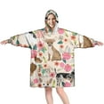 thumbnail image 1 of Chihuahua Dog and Flower Wearable Oversized Blanket,Wearable Blanket Hoodie for Adults,Cozy Hooded Blankets with Super Pockets,Super Warm Fuzzy Pullover for Women & Men, 1 of 6