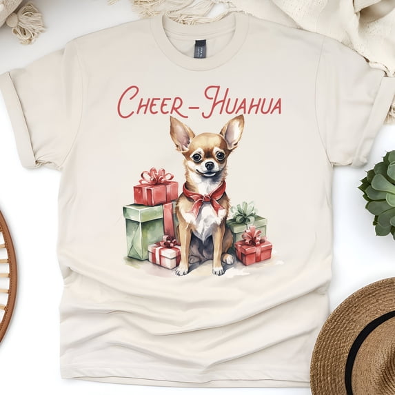 Chihuahua Dog Graphic T-Shirt | Funny Puppy Tee for Men Women, Natural, Size S