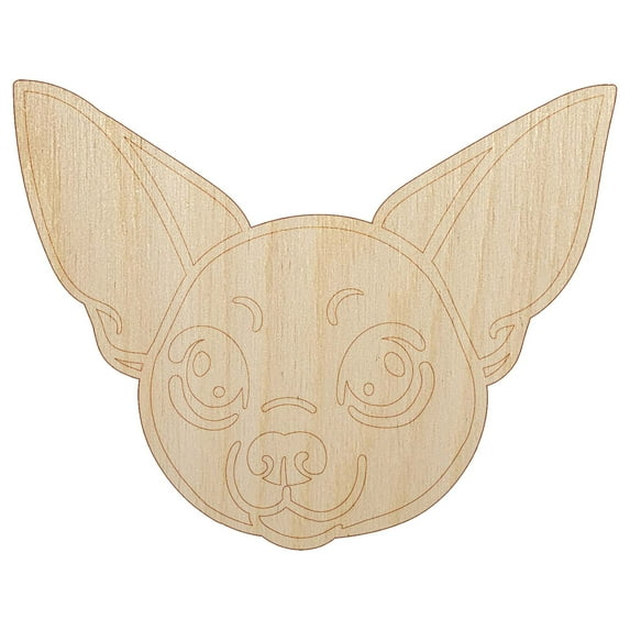 Chihuahua Dog Head Wood Shape Unfinished Piece Cutout Craft DIY Projects - 6.25 Inch Size - 1/4 Inch Thick