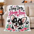 thumbnail image 1 of Chihuahua Dog Lover Art Pink Hearts Roses, Playful Pet Portrait Pattern, Warm Flannel Blanket for Living Room and Bedroom, Dog Moms decorative theme Gift, Pet Lover Home Decor, 1 of 9