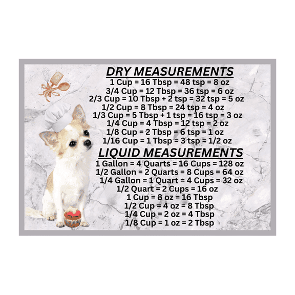 Chihuahua Dog Measuring Chart Magnet Kitchen Baking Guide