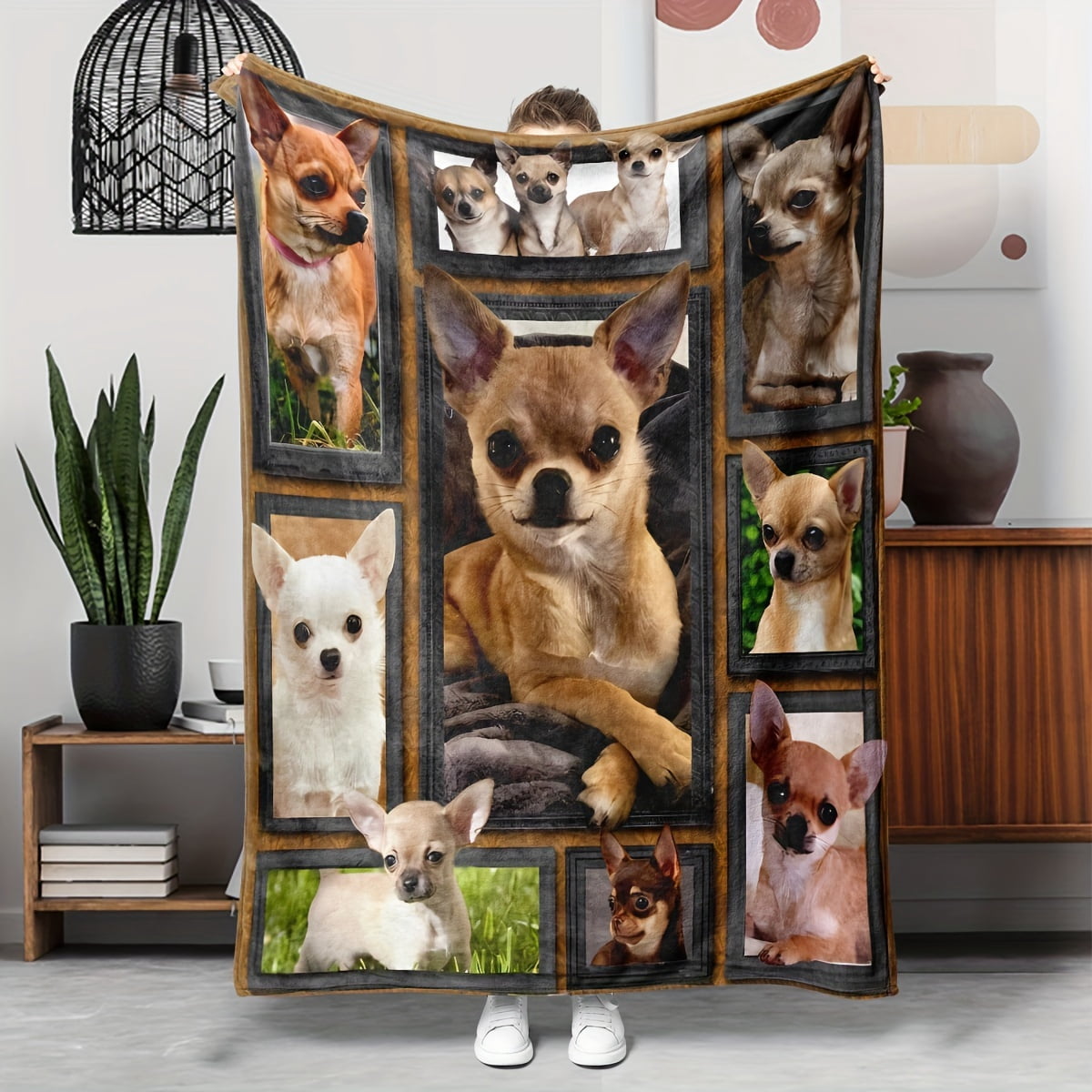 Chihuahua Dog Plush Flannel Throw Blanket - Soft, Warm & Cozy for Couch, Bed, Office | All-Season Hypoallergenic Gift Blanket, Dog Blanket