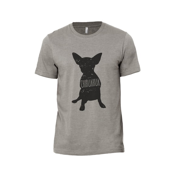 Chihuahua Dog Silhouette Men's Modern Fit Fun Casual T-Shirt Printed Graphic Tee Military Grey 2X-Large