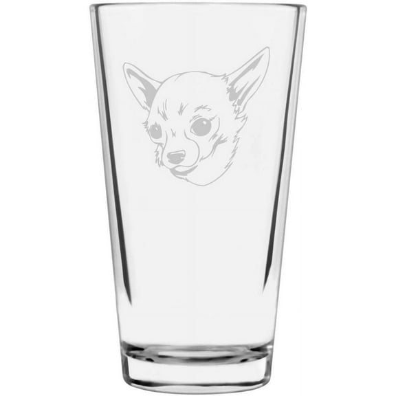 Chihuahua Dog Themed Etched All Purpose 16oz Libbey Pint Glass