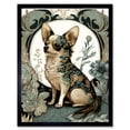 thumbnail image 1 of Chihuahua Dog With Floral Pattern Fur Coat Modern Art Nouveau Portrait Illustration Art Print Framed Poster Wall Decor 12x16 inch, 1 of 5
