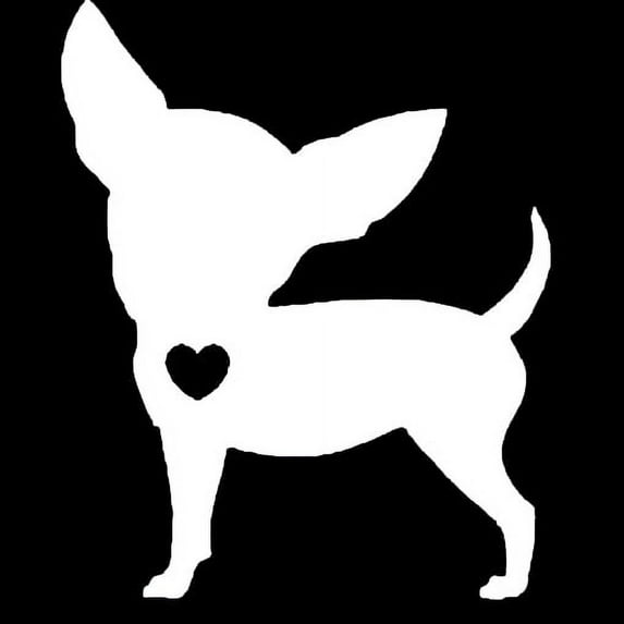 Chihuahua Dog With Heart Vinyl Cut Decal Sticker With No Background | 5 Inch White Decal