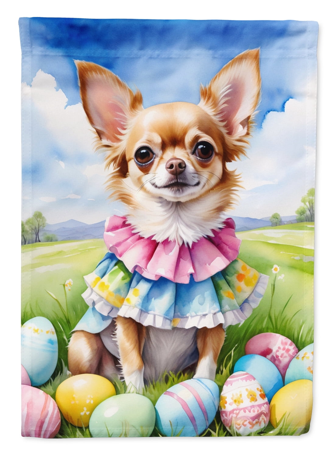 Chihuahua Easter Egg Hunt House Flag 28 in x 40 in