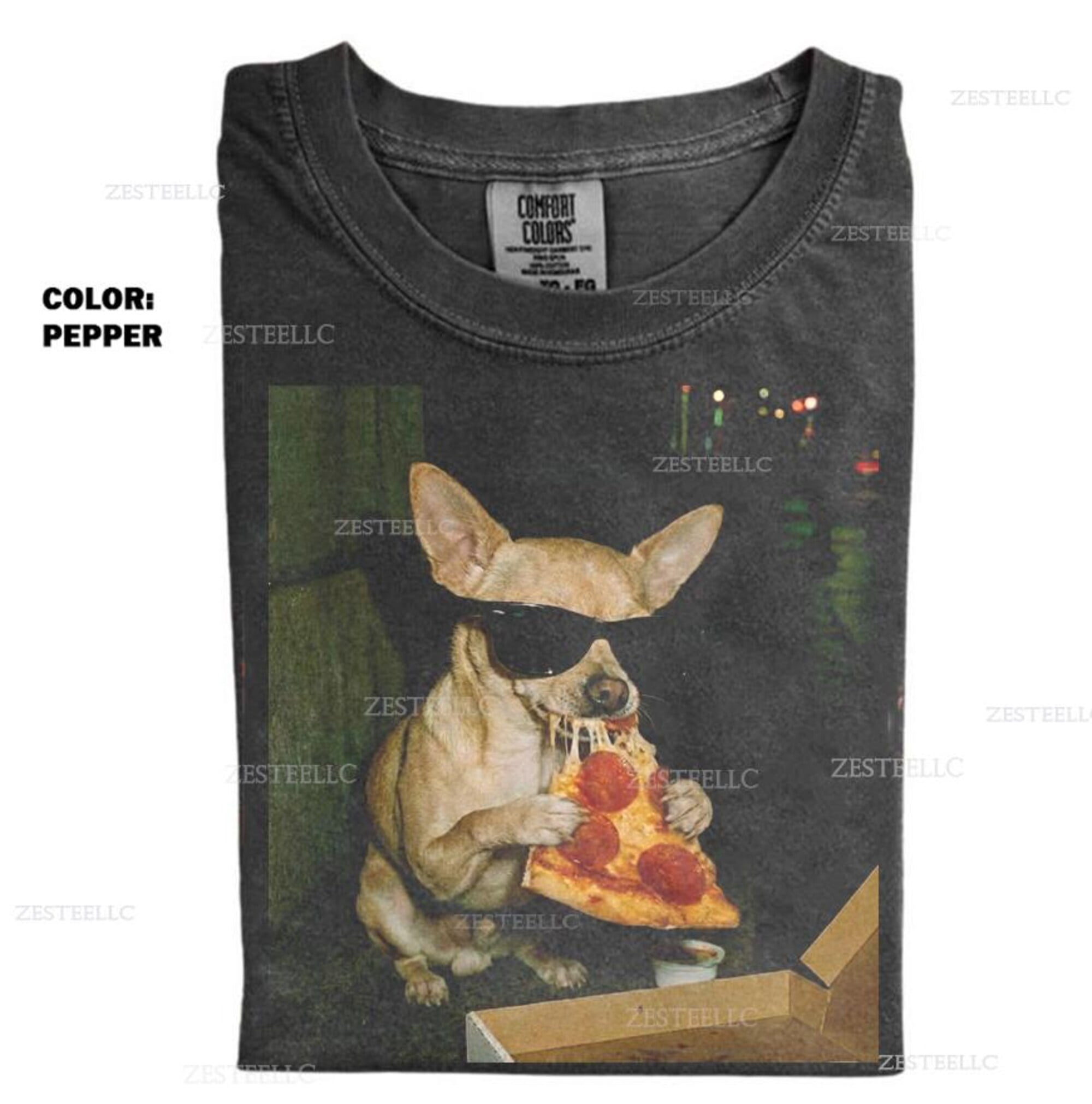 Chihuahua Eating Pizza Funny Meme Shirt Funny Graphic Tee Gift ...