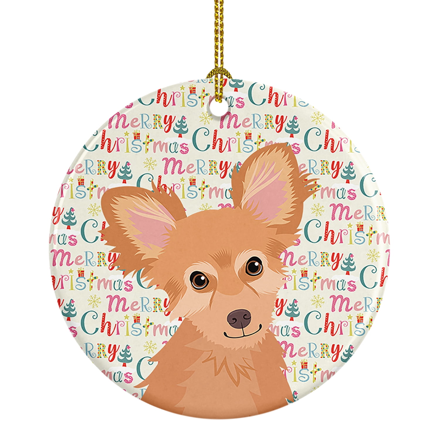 Chihuahua Fawn Christmas Ceramic Ornament 2.8 in x 2.8 in