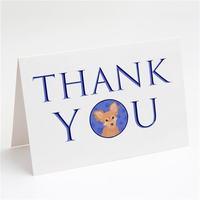 Chihuahua Fawn Thank You Greeting Cards and Envelopes Pack of 8 7 in x 5 in