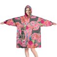 thumbnail image 1 of Chihuahua and Flower Florals Wearable Oversized Blanket,Wearable Blanket Hoodie for Adults,Cozy Hooded Blankets with Super Pockets,Super Warm Fuzzy Pullover for Women & Men, 1 of 6