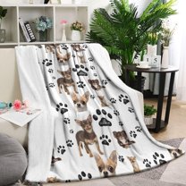 Chihuahua and Footprints Blanket,Comfortable Soft Flannel Throw Blanket,All Season,Warm Lightweight Blankets for Sofa Bed Couch Living Room Chair,40"x50"(100x130cm)