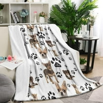 Chihuahua and Footprints Blanket,Comfortable Soft Flannel Throw Blanket,All Season,Warm Lightweight Blankets for Sofa Bed Couch Living Room Chair,60"x80"(150x200cm)