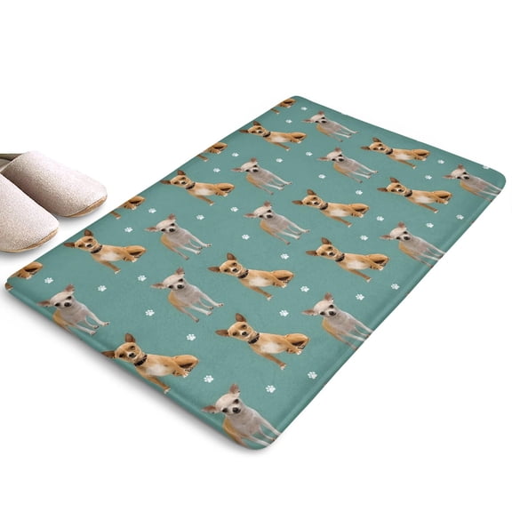Chihuahua and Footprints Flannel Non Slip Door Rugs,Washable Door Mats Indoor,Decorative Door Mats,Dirt-Resistant and Absorbent Doormat for Entrance,Bedroom,Kitchen,Bathroom,23.5x16in(60x40cm)