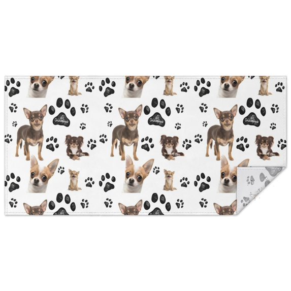 Chihuahua and Footprints Rectangle Tablecloth 60"x120",Waterproof Polyester Rectangle Table Cloth, Wipeable Spillproof Polyester Tablecloth for Dining, Camping, Indoor and Outdoor